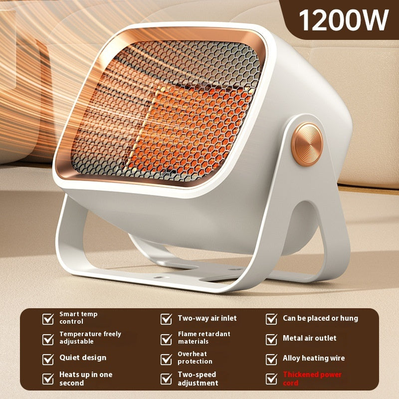 Smart 1200W desktop & wall-mount space heater for home and office. Quiet, compact, energy-efficient heater perfect for desks, bedrooms, and small rooms.
